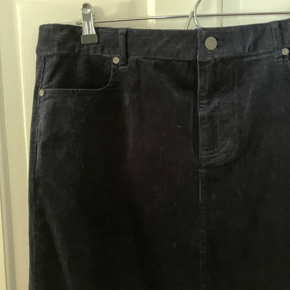 Talbots Navy Corduroy Jean Midi Skirt - Picture 4 of 7